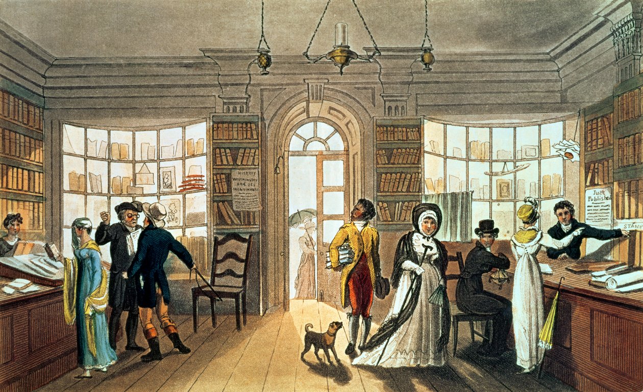 图书馆，来自“斯卡伯勒的诗意草图”，由鲁道夫·阿克曼（Rudolph Ackermann，1764-1834）出版，1813年 作者 詹姆斯·格林