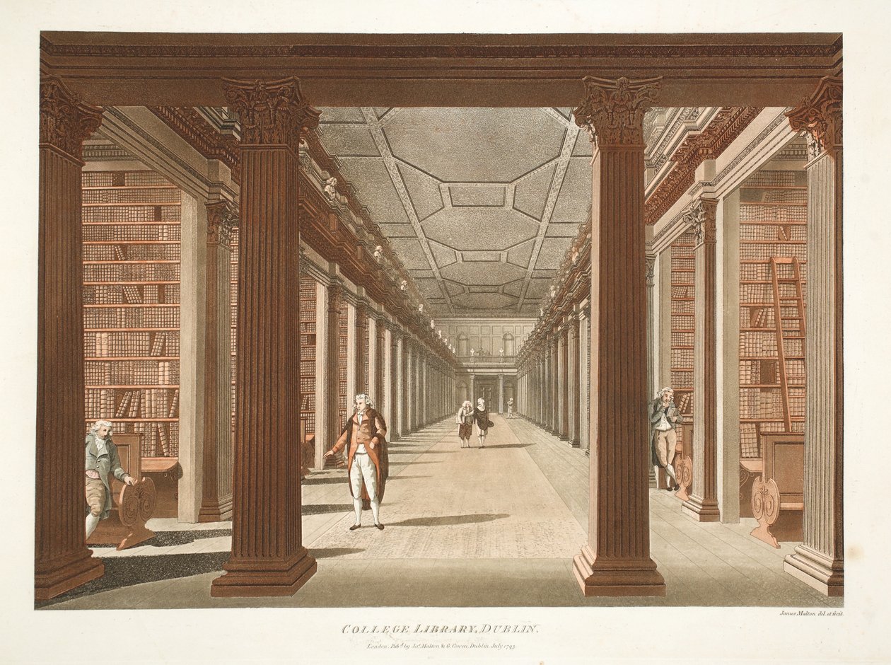 1793年都柏林大学图书馆（手工彩色雕刻） 作者 詹姆斯·莫尔顿