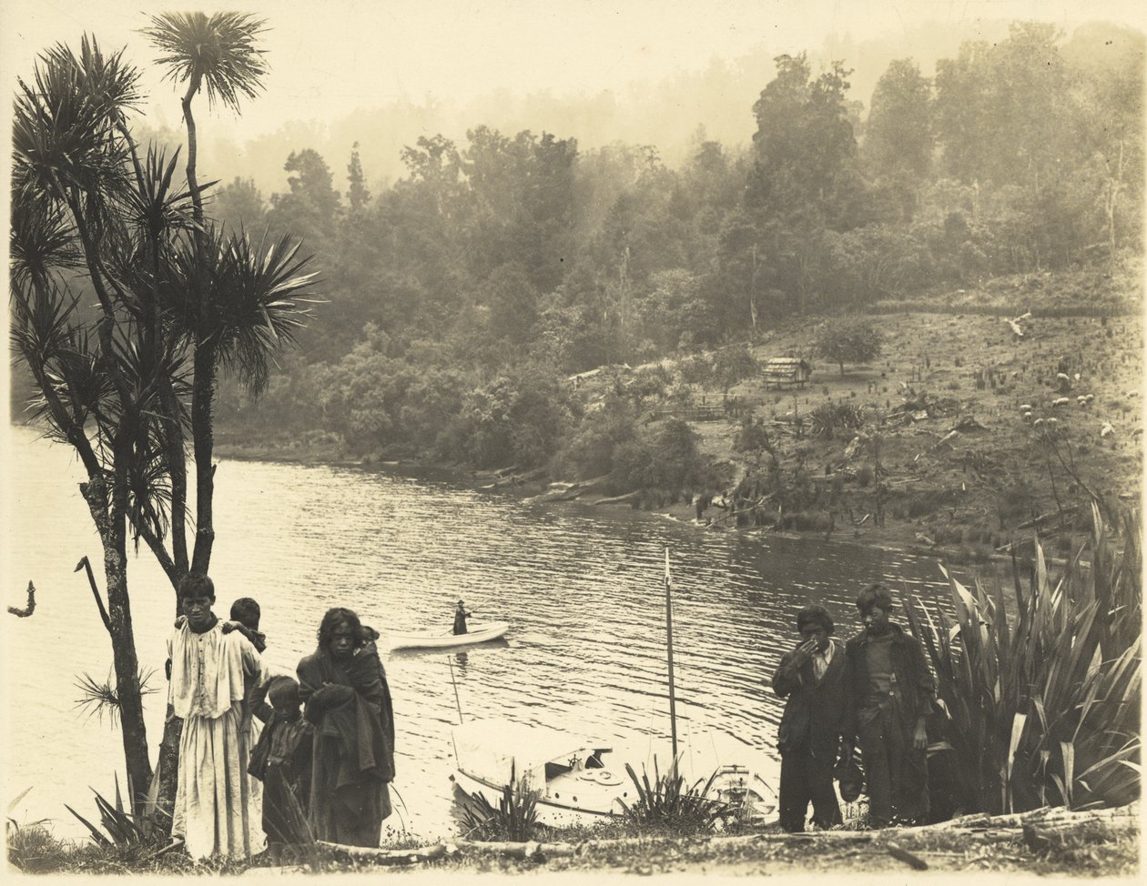 Waikaremoana湖，1908年（银色明胶印刷） 作者 詹姆斯·麦克唐纳