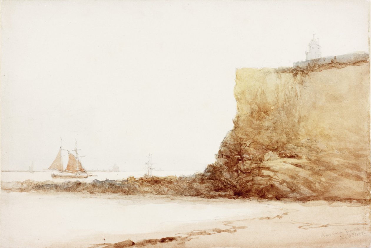 Short Sands Tynemouth（水彩和铅笔在纸上） 作者 詹姆斯·米勒·布朗