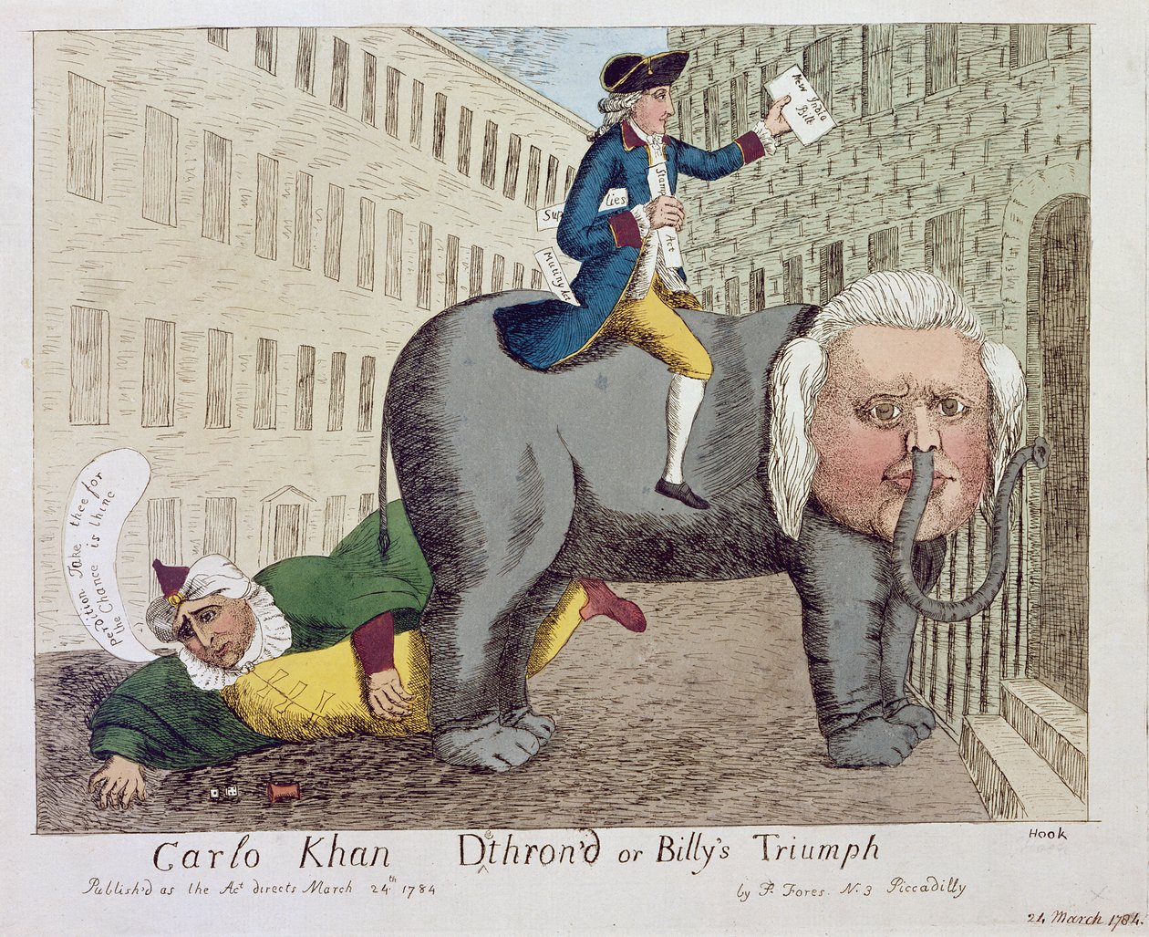 Carlo Khan Detron&39;d或Billy&39;s Triumph，伦敦，1784年3月24日（彩色蚀刻） 作者 詹姆斯·塞耶斯