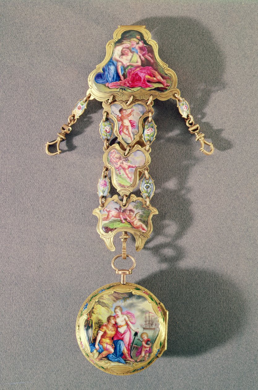 观看和描绘Dido和Aeneas的chatelaine，1785（金和珐琅） 作者 詹姆斯·特雷金特