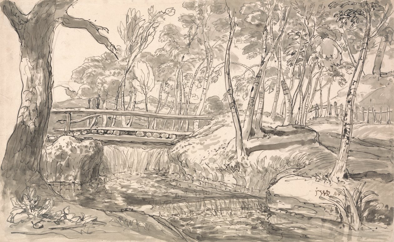 与瀑布的河风景 作者 詹姆斯·沃德