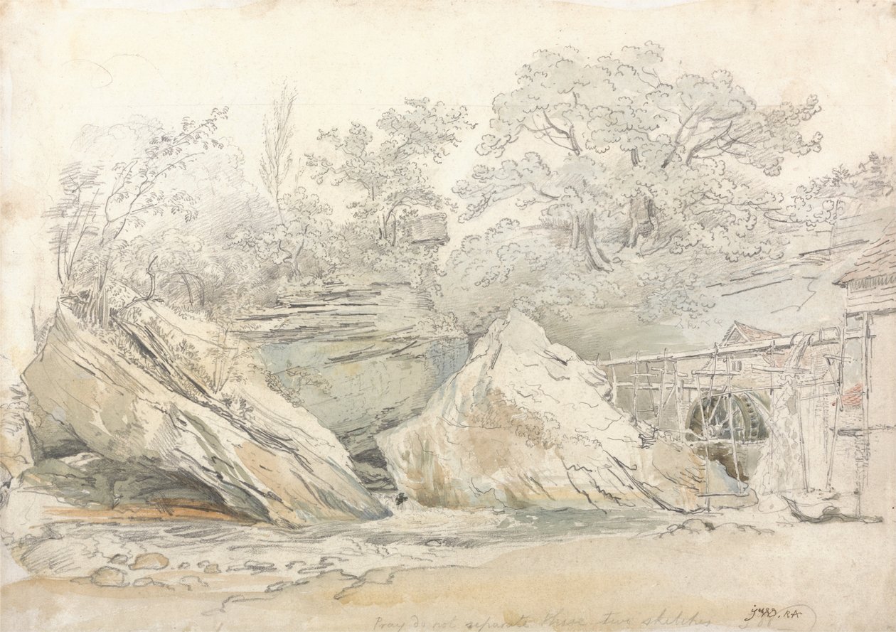 在一个岩石风景的Watermill 作者 詹姆斯·沃德
