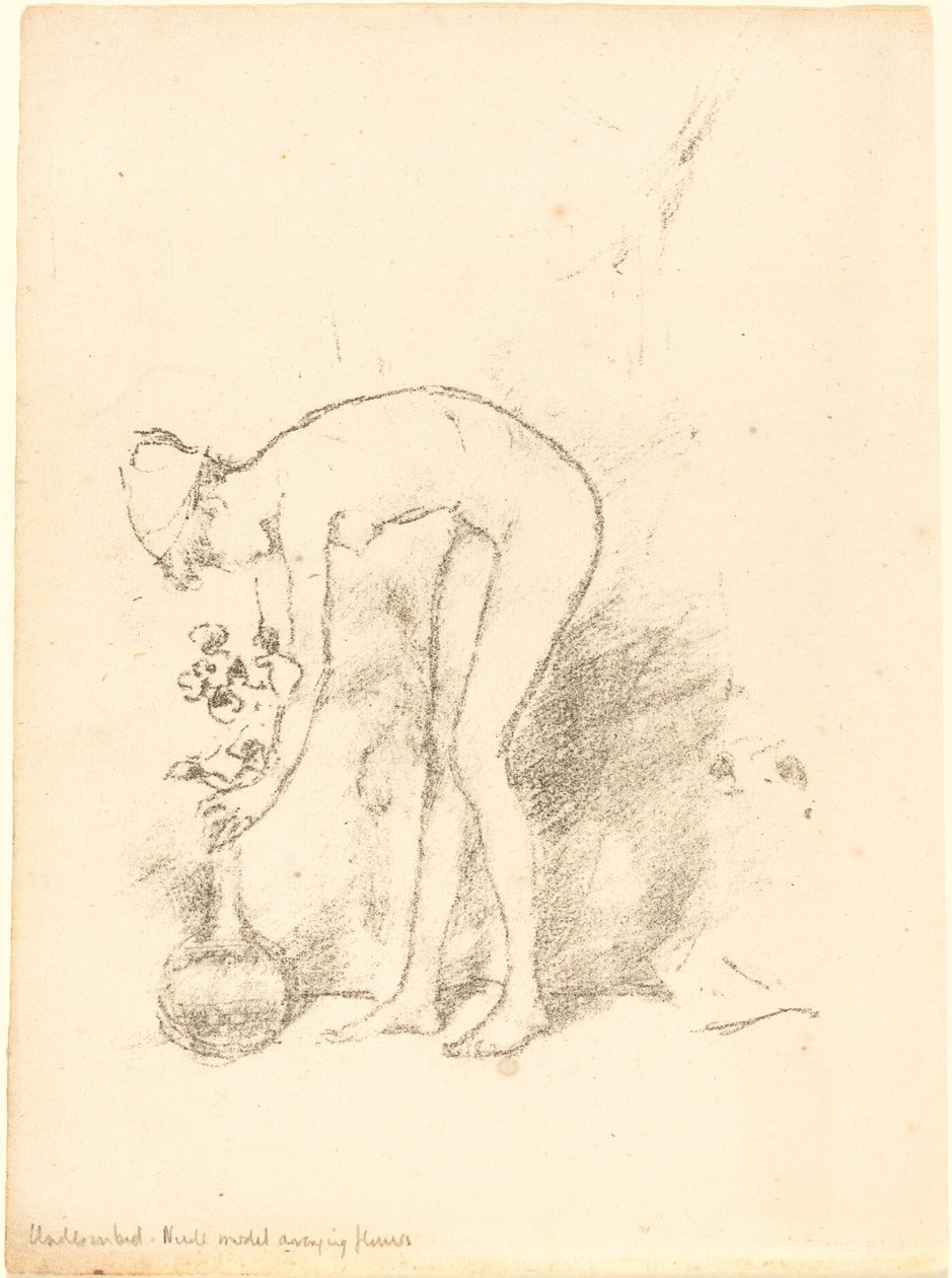 插花的裸体模特，约1892年。 作者 詹姆斯·阿博特·麦克尼尔·惠斯勒