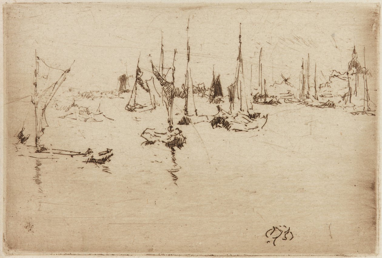 Barges, Dordrecht, 1884. 作者 詹姆斯·阿博特·麦克尼尔·惠斯勒