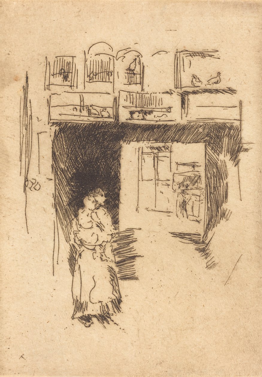 鸟笼，德鲁里巷，约1886-1888。 作者 詹姆斯·阿博特·麦克尼尔·惠斯勒