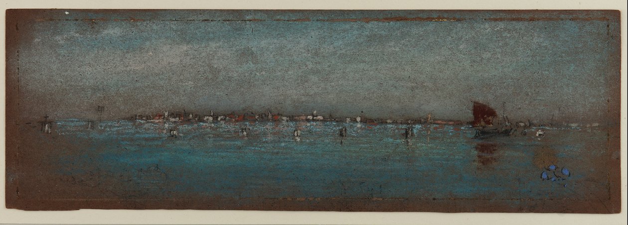 蓝色和银色 - 群岛，威尼斯，1879-80（粉红色的棕色纸） 作者 詹姆斯·阿博特·麦克尼尔·惠斯勒