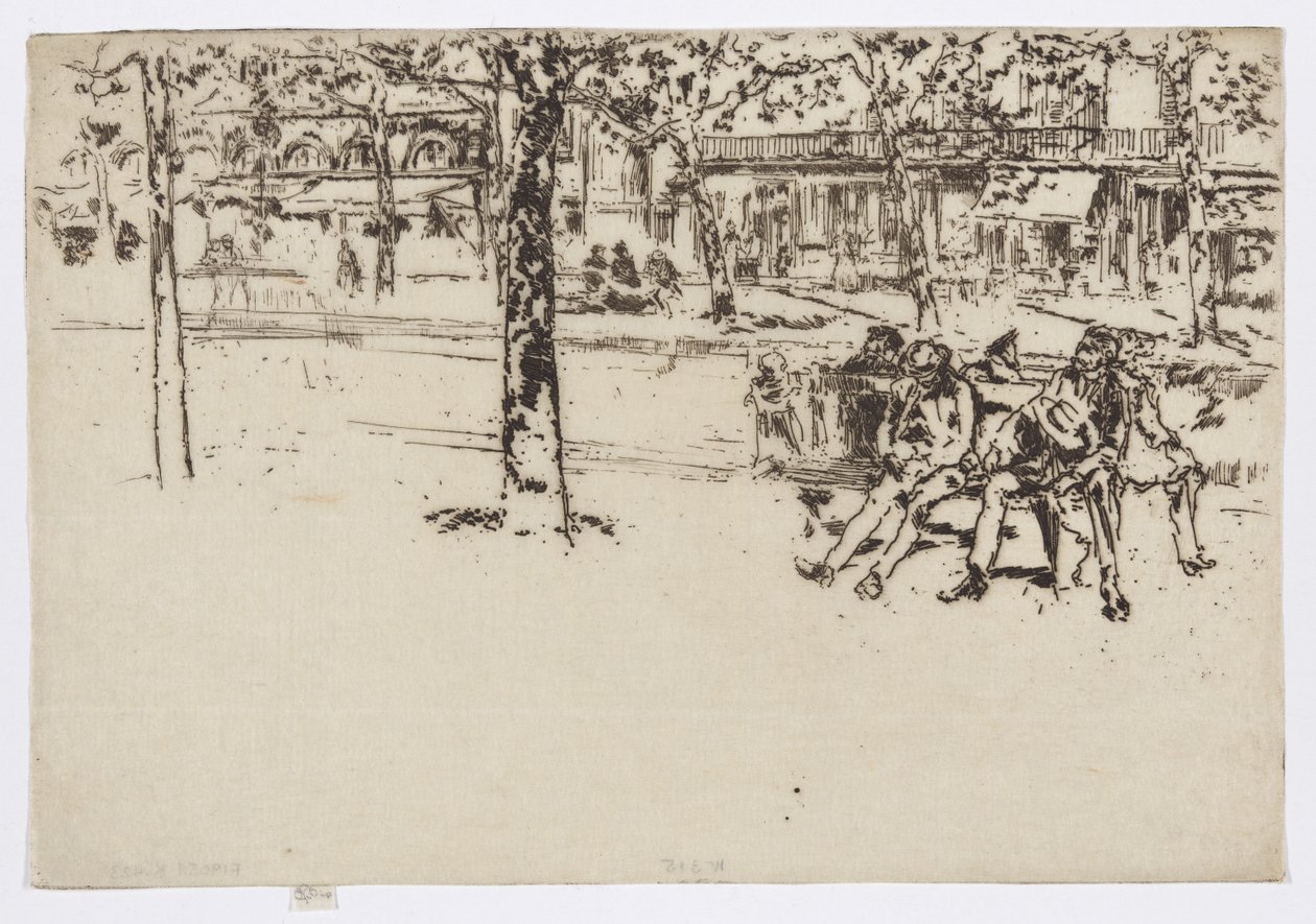 巴黎波瓦索尼埃大道，约 1892-93 年（蚀刻版画；纸上墨水） 作者 詹姆斯·阿博特·麦克尼尔·惠斯勒