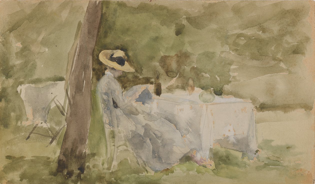 花园里的早餐，1885-1886。 作者 詹姆斯·阿博特·麦克尼尔·惠斯勒