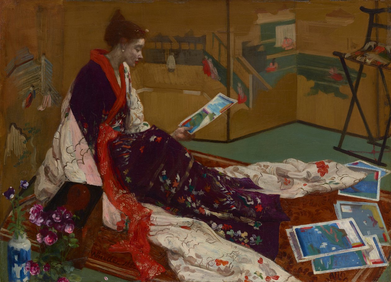 紫色和金色的随想曲：金色屏风》，1864年。 作者 詹姆斯·阿博特·麦克尼尔·惠斯勒