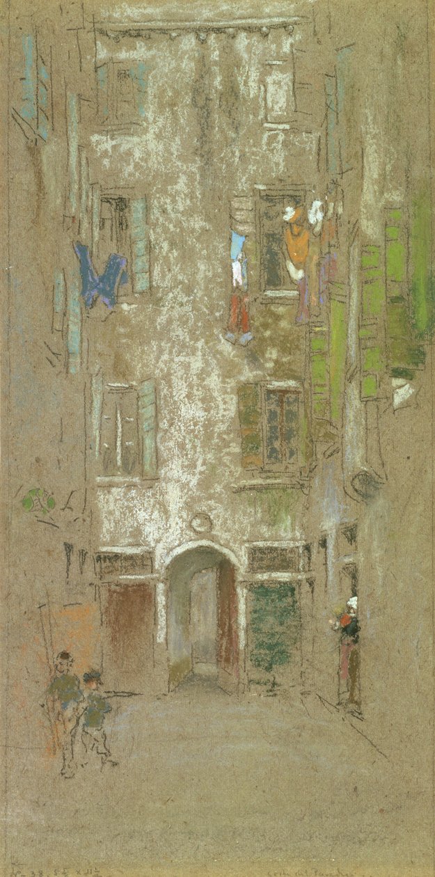 Corte del Paradiso，1880年（粉笔和粉彩在灰纸上） 作者 詹姆斯·阿博特·麦克尼尔·惠斯勒
