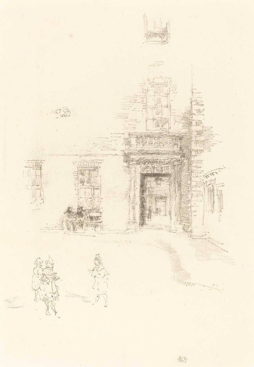 院子，切尔西医院，1888年。 作者 詹姆斯·阿博特·麦克尼尔·惠斯勒