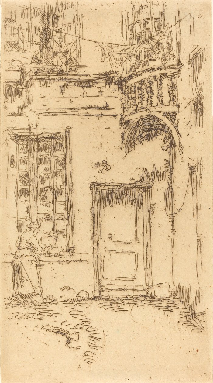 Courtyard, Rue P.L. Courier, 1888. 作者 詹姆斯·阿博特·麦克尼尔·惠斯勒
