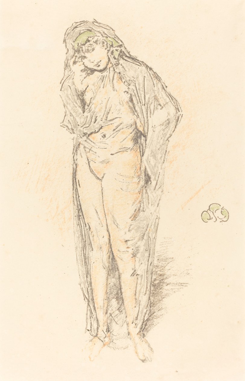 垂头丧气的人物，站立，1891年。 作者 詹姆斯·阿博特·麦克尼尔·惠斯勒
