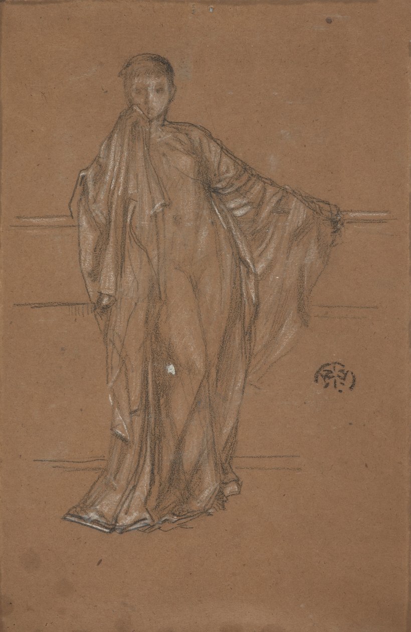 栏杆前的垂线人物，1868-1870。 作者 詹姆斯·阿博特·麦克尼尔·惠斯勒