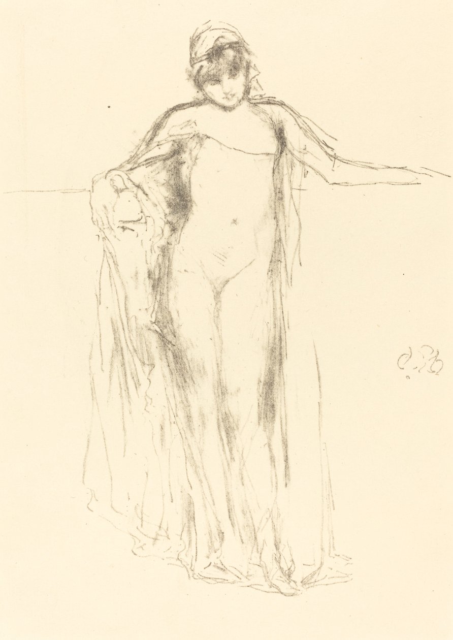 悬垂的模型，站立，1893年。 作者 詹姆斯·阿博特·麦克尼尔·惠斯勒
