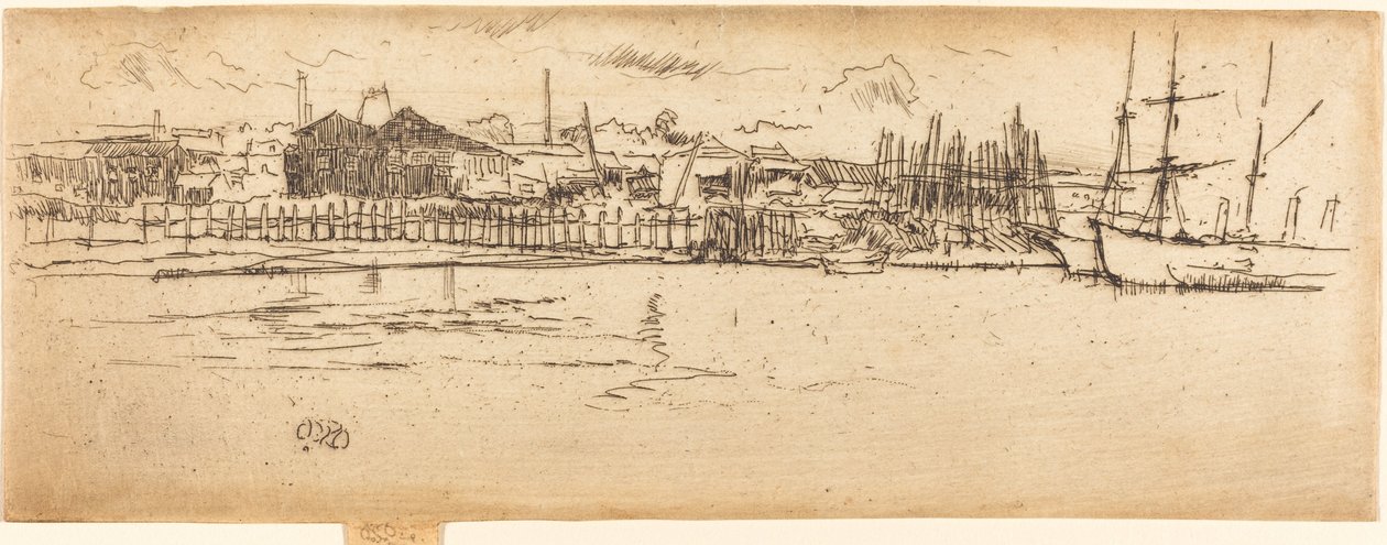 干船坞，南安普敦，1887年。 作者 詹姆斯·阿博特·麦克尼尔·惠斯勒