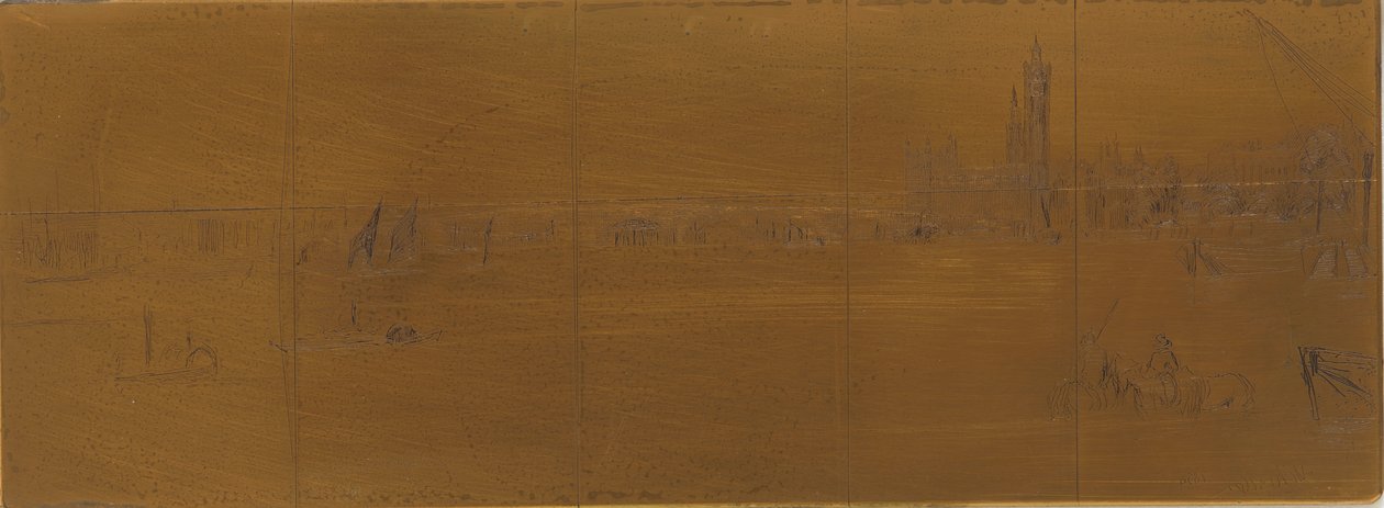 蚀刻板：老威斯敏斯特桥，1859年。 作者 詹姆斯·阿博特·麦克尼尔·惠斯勒