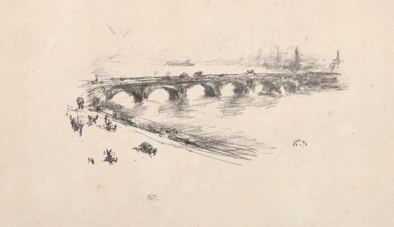 晚上，小滑铁卢桥，1896年。 作者 詹姆斯·阿博特·麦克尼尔·惠斯勒