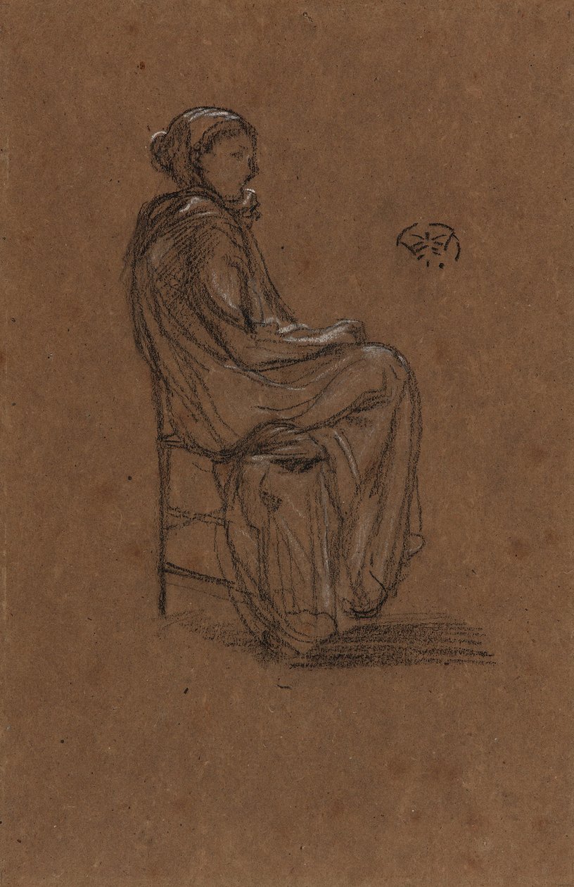 女性形象，坐着，1870-1873。 作者 詹姆斯·阿博特·麦克尼尔·惠斯勒