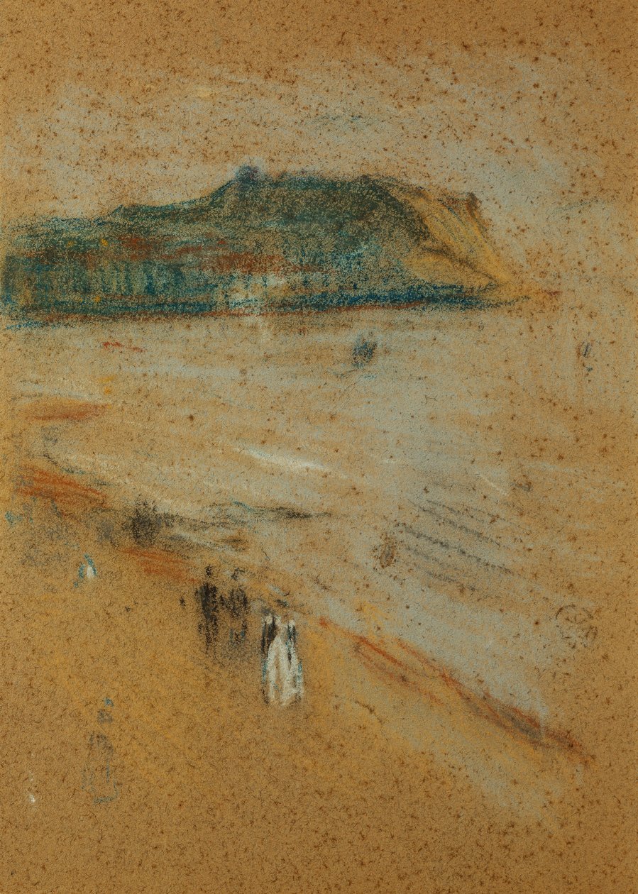悬崖附近海滩上的人物，c。 1870-74年 作者 詹姆斯·阿博特·麦克尼尔·惠斯勒