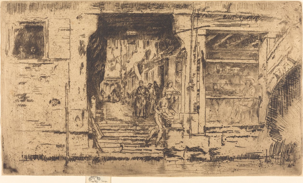 鱼店，威尼斯，1880年。 作者 詹姆斯·阿博特·麦克尼尔·惠斯勒