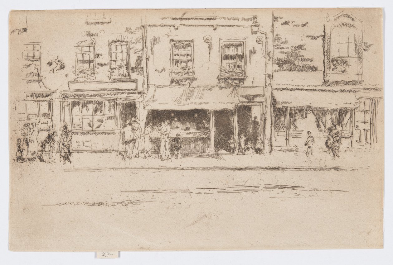 鱼店，切尔西，约 1884-86 年（蚀刻版画；纸上墨水） 作者 詹姆斯·阿博特·麦克尼尔·惠斯勒