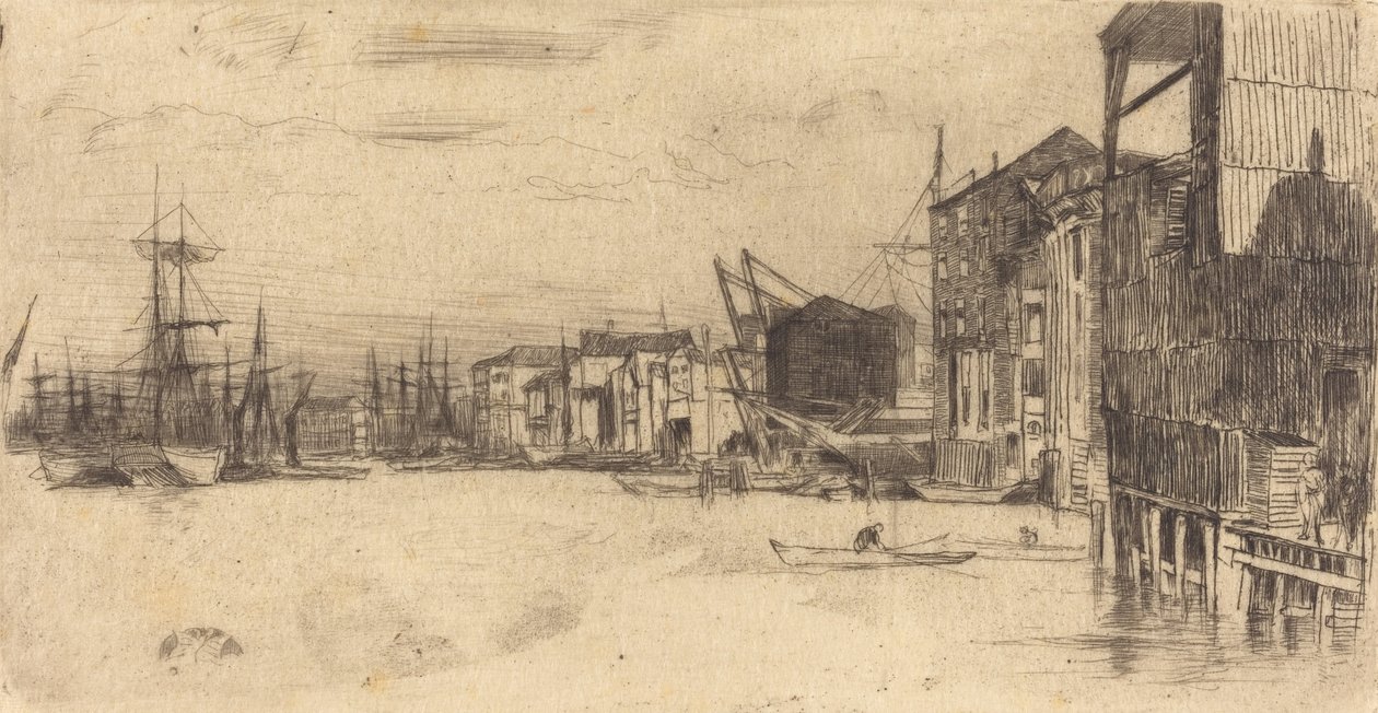 自由贸易码头，1877年。 作者 詹姆斯·阿博特·麦克尼尔·惠斯勒