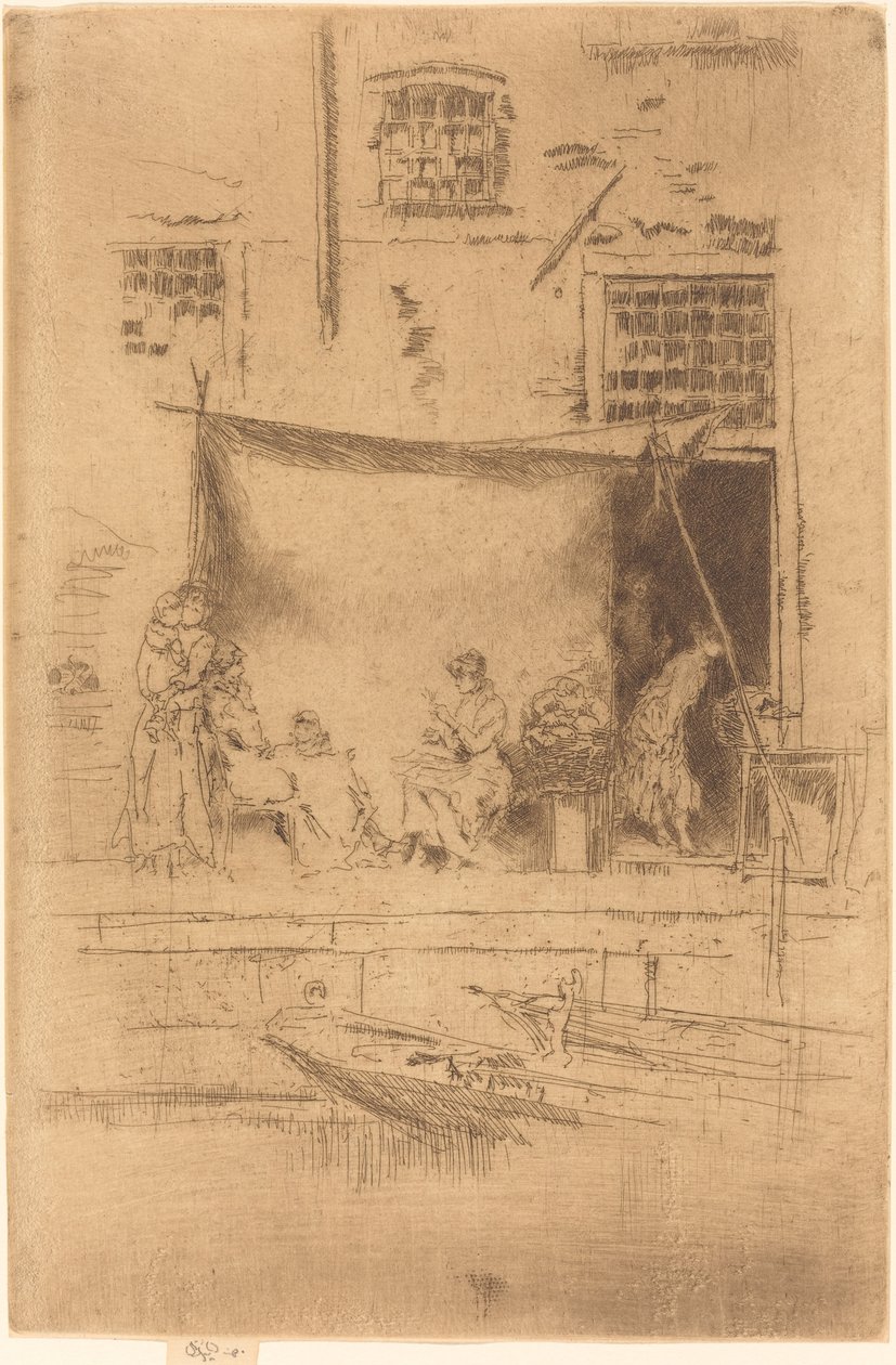 水果摊位，1880年。 作者 詹姆斯·阿博特·麦克尼尔·惠斯勒