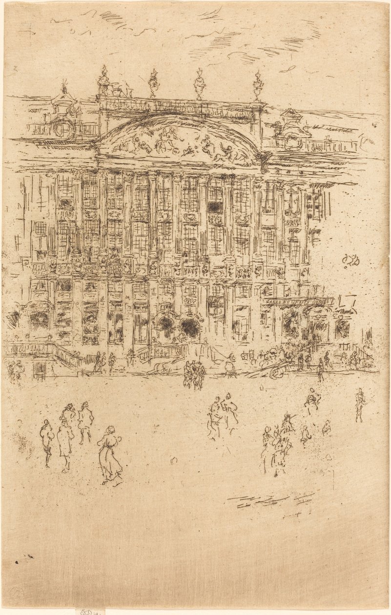 大广场，布鲁塞尔，1887年。 作者 詹姆斯·阿博特·麦克尼尔·惠斯勒