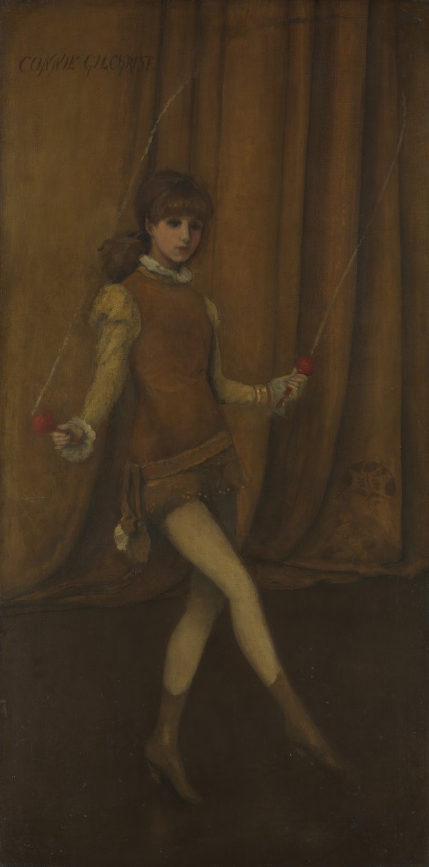 黄金与黄金的和谐：金女郎康妮·吉尔克里斯特（Connie Gilchrist）， 1876-77。 作者 詹姆斯·阿博特·麦克尼尔·惠斯勒