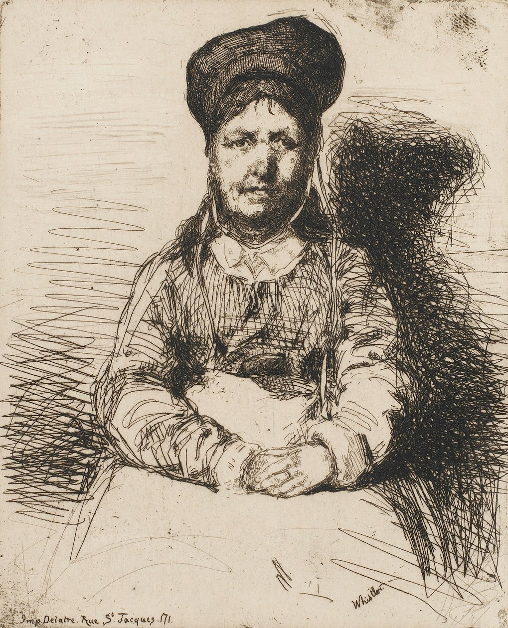 La Retameuse.来自大自然的十二幅蚀刻画之一 《法国套装》，1858年。 作者 詹姆斯·阿博特·麦克尼尔·惠斯勒