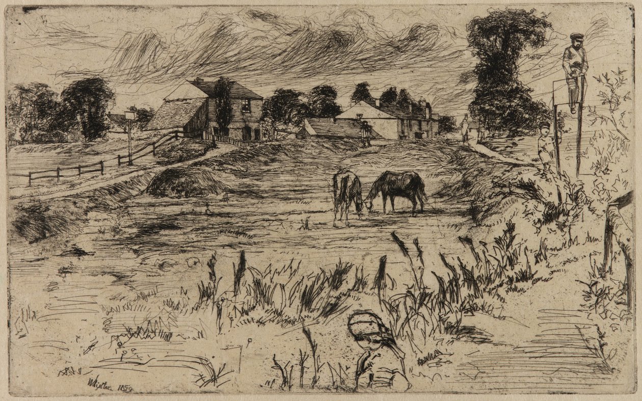 有马的风景，1859年。 作者 詹姆斯·阿博特·麦克尼尔·惠斯勒