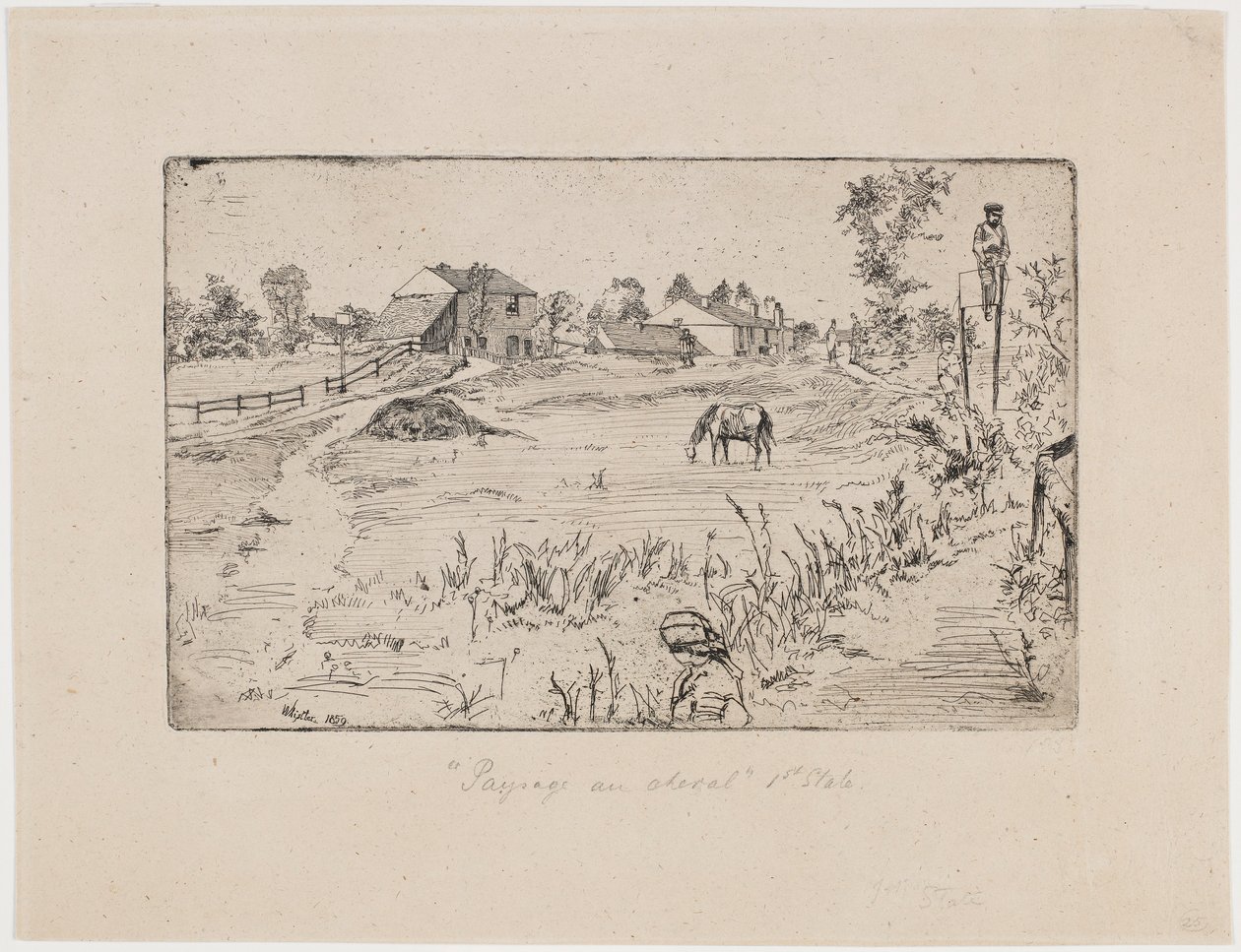 有马的风景，1859年。 作者 詹姆斯·阿博特·麦克尼尔·惠斯勒
