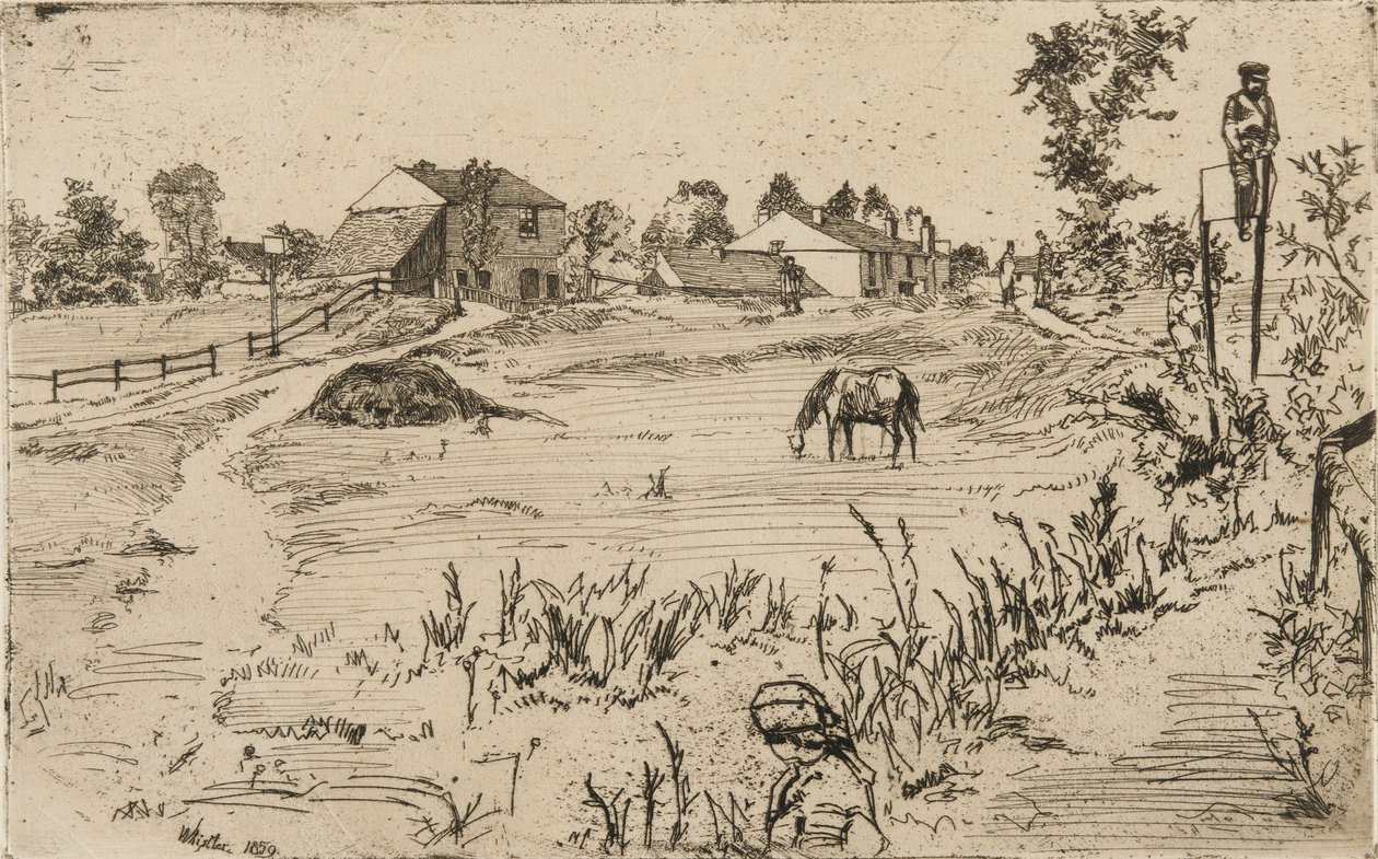 有马的风景，1859年。 作者 詹姆斯·阿博特·麦克尼尔·惠斯勒