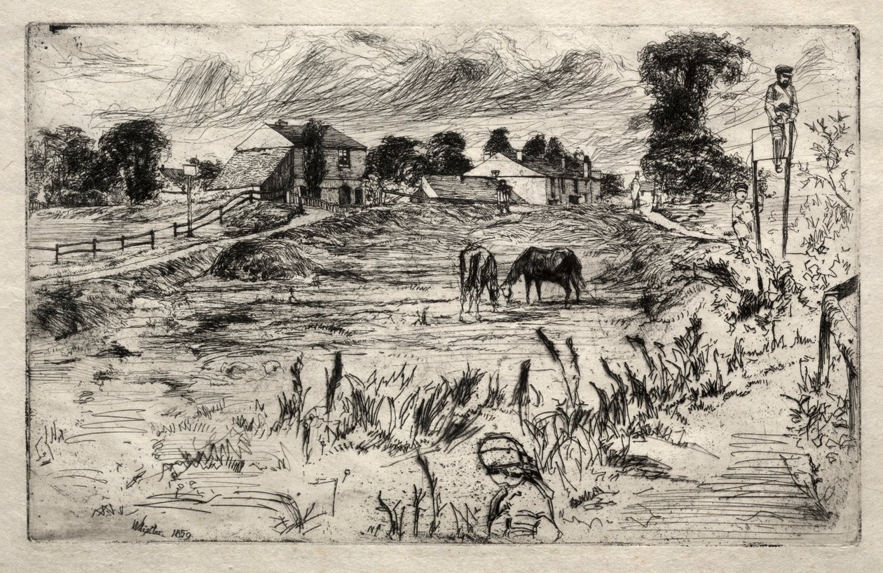 马的风景，1859年。 作者 詹姆斯·阿博特·麦克尼尔·惠斯勒