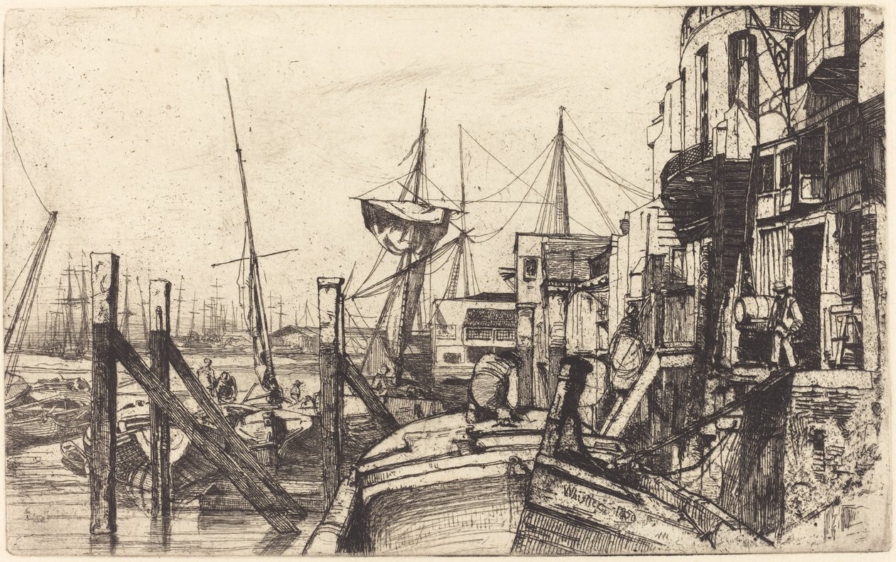 莱姆豪斯，1859年。 作者 詹姆斯·阿博特·麦克尼尔·惠斯勒