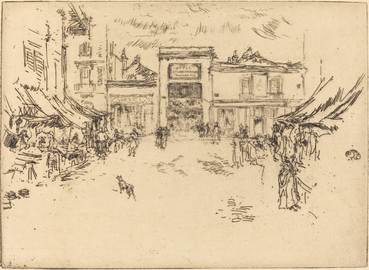 小市场，图尔，1888年。 作者 詹姆斯·阿博特·麦克尼尔·惠斯勒