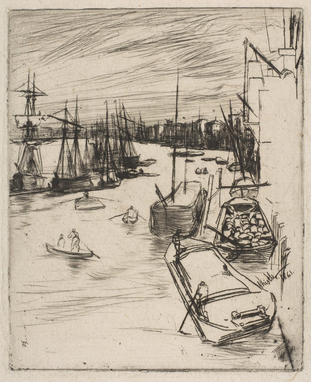 Little Wapping小Rotherhithe，1861年。 作者 詹姆斯·阿博特·麦克尼尔·惠斯勒