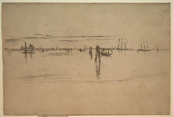 长湖，约1879-80（纸上蚀刻和碳墨）。 作者 詹姆斯·阿博特·麦克尼尔·惠斯勒