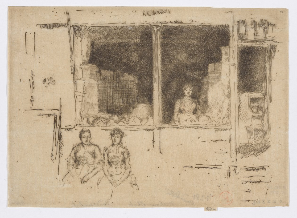 瓜店，胡恩斯迪奇，约 1886-88 年（蚀刻版画；纸上墨迹） 作者 詹姆斯·阿博特·麦克尼尔·惠斯勒
