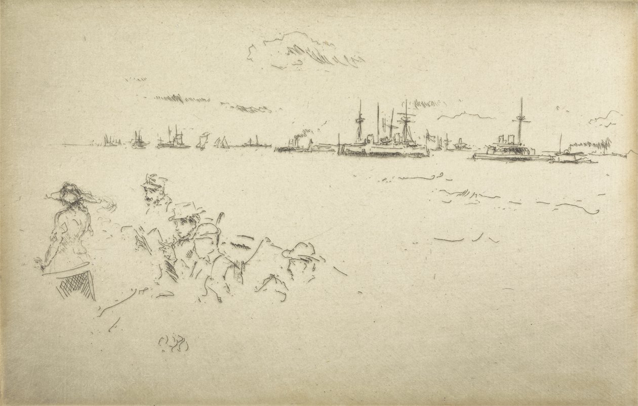 监视器，来自1887年题为“海军评论”的十二幅版画 作者 詹姆斯·阿博特·麦克尼尔·惠斯勒