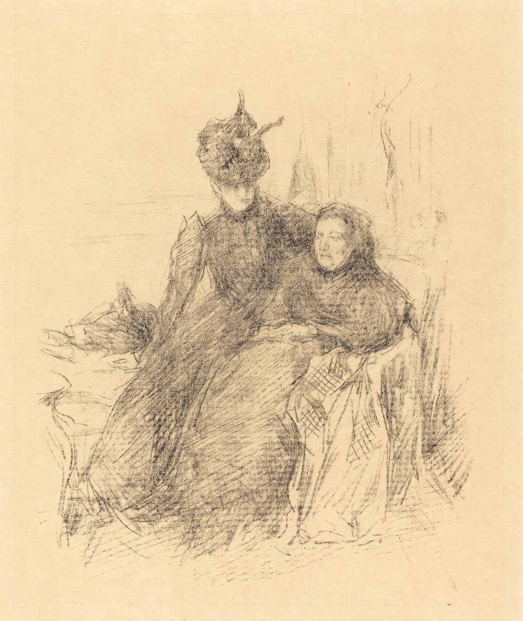母亲和女儿，1897年。 作者 詹姆斯·阿博特·麦克尼尔·惠斯勒