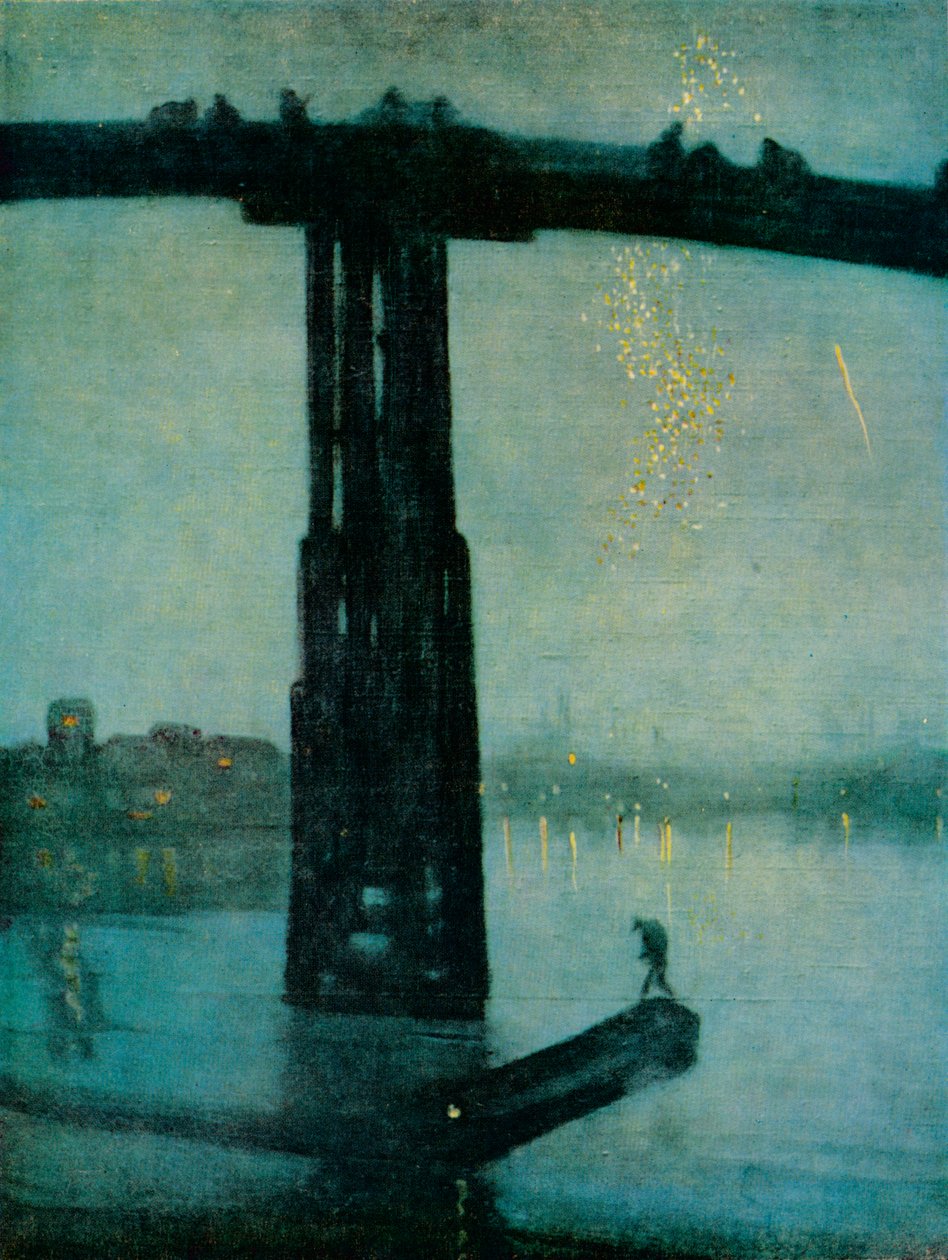 夜曲：蓝色和金色-老巴特西桥，c1872-5 作者 詹姆斯·阿博特·麦克尼尔·惠斯勒