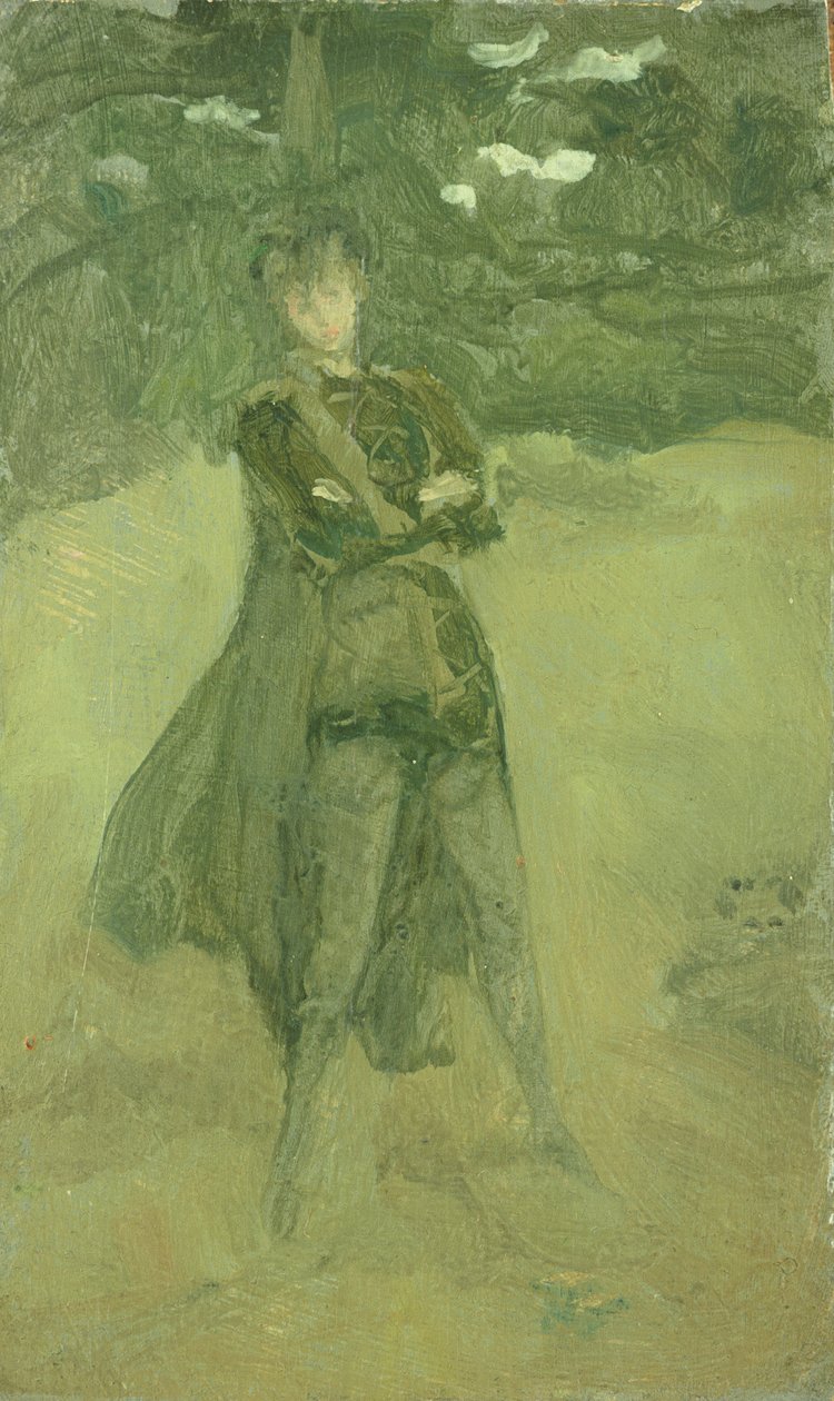 绿色和棕色的注释：奥兰多在Coombe，c.1884-85 作者 詹姆斯·阿博特·麦克尼尔·惠斯勒