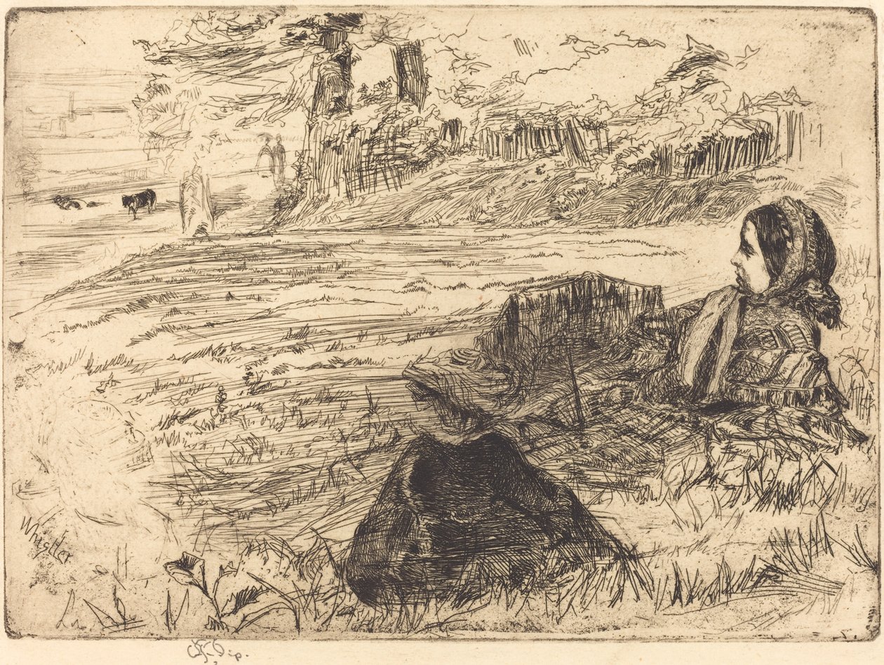 护士和孩子，1859年。 作者 詹姆斯·阿博特·麦克尼尔·惠斯勒