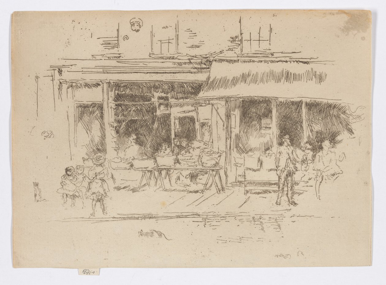 坚果店，圣詹姆斯广场，Houndsditch，约 1886-88 年（蚀刻版画；纸上墨迹） 作者 詹姆斯·阿博特·麦克尼尔·惠斯勒
