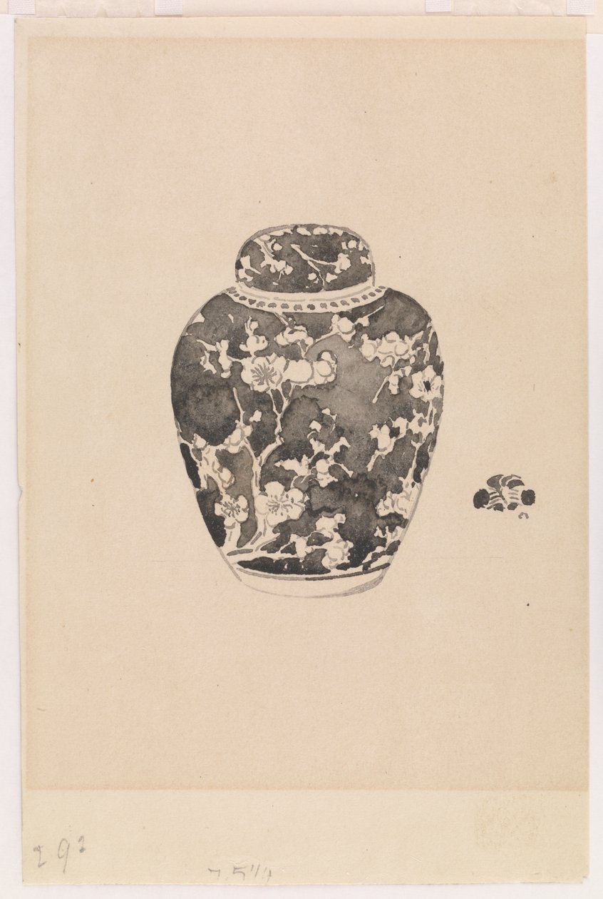 钟形盖子的卵状姜罐，1878年。 作者 詹姆斯·阿博特·麦克尼尔·惠斯勒