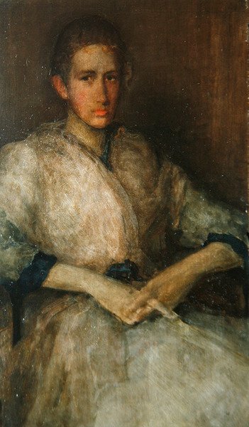埃伦-斯特吉斯-胡珀的肖像，约1890年（木板油画）（另见419724）。 作者 詹姆斯·阿博特·麦克尼尔·惠斯勒